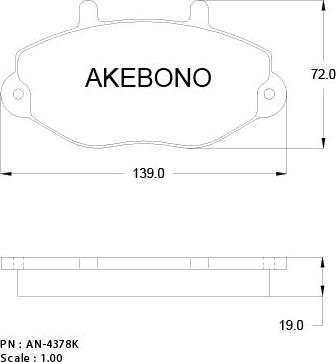 Akebono AN-4378KE - Гальмівні колодки, дискові гальма avtolavka.club