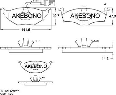 Akebono AN-4291WK - Гальмівні колодки, дискові гальма avtolavka.club