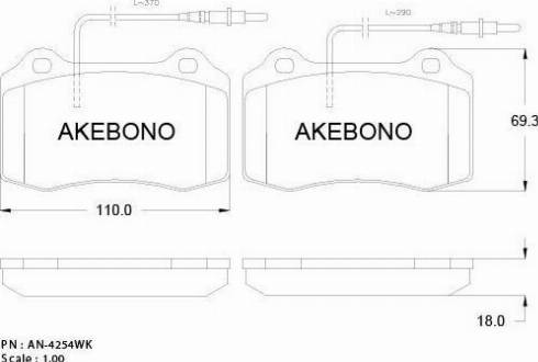 Akebono AN-4254WK - Гальмівні колодки, дискові гальма avtolavka.club