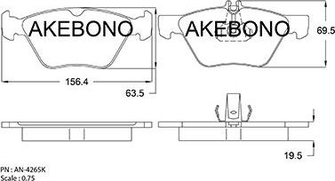 Akebono AN-4265K - Гальмівні колодки, дискові гальма avtolavka.club