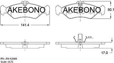 Akebono AN-4266K - Гальмівні колодки, дискові гальма avtolavka.club