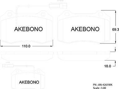 Akebono AN-4261WK - Гальмівні колодки, дискові гальма avtolavka.club