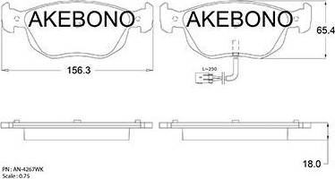 Akebono AN-4267WK - Гальмівні колодки, дискові гальма avtolavka.club
