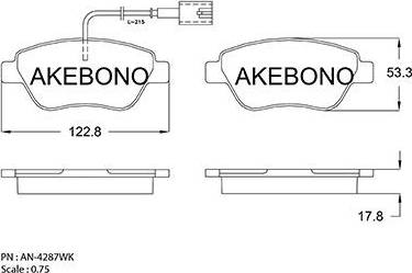 Akebono AN-4287WK - Гальмівні колодки, дискові гальма avtolavka.club