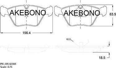 Akebono AN-4238K - Гальмівні колодки, дискові гальма avtolavka.club