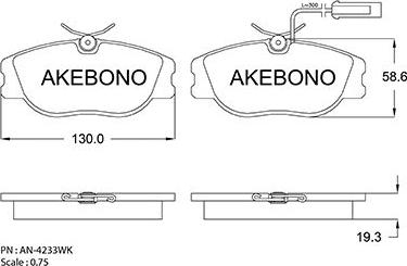 Akebono AN-4233WKE - Гальмівні колодки, дискові гальма avtolavka.club