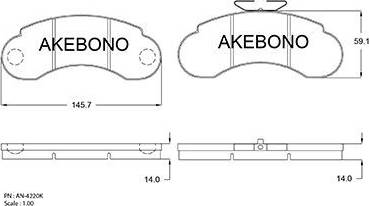 Akebono AN-4220K - Гальмівні колодки, дискові гальма avtolavka.club