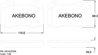 Akebono AN-4227WK - Гальмівні колодки, дискові гальма avtolavka.club