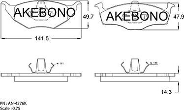 Akebono AN-4276KE - Гальмівні колодки, дискові гальма avtolavka.club