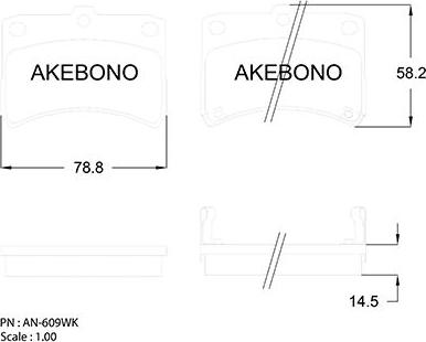 Akebono AN-609WKE - Гальмівні колодки, дискові гальма avtolavka.club