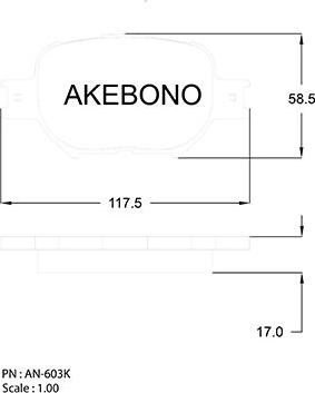Akebono AN-603K - Гальмівні колодки, дискові гальма avtolavka.club