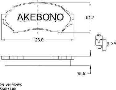 Akebono AN-602WKE - Гальмівні колодки, дискові гальма avtolavka.club