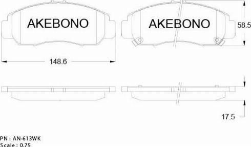 Akebono AN-613WKE - Гальмівні колодки, дискові гальма avtolavka.club