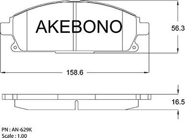 Akebono AN-629K - Гальмівні колодки, дискові гальма avtolavka.club