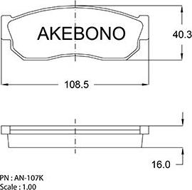 Akebono AN-107KE - Гальмівні колодки, дискові гальма avtolavka.club