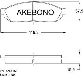 Akebono AN-136KE - Гальмівні колодки, дискові гальма avtolavka.club