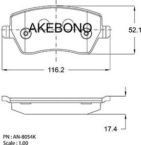Akebono AN-8054K - Гальмівні колодки, дискові гальма avtolavka.club