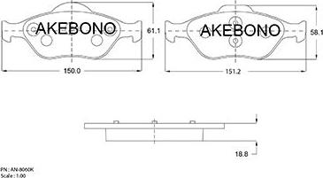 Akebono AN-8060K - Гальмівні колодки, дискові гальма avtolavka.club