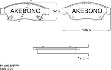 Akebono AN-8061WK - Гальмівні колодки, дискові гальма avtolavka.club