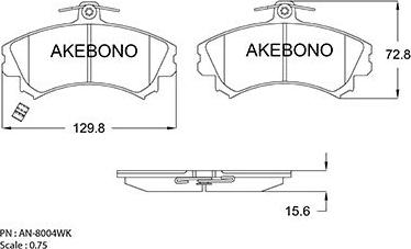 Akebono AN-8004WKE - Гальмівні колодки, дискові гальма avtolavka.club