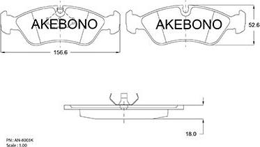 Akebono AN-8003K - Гальмівні колодки, дискові гальма avtolavka.club