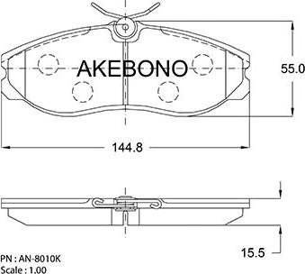 Akebono AN-8010KE - Гальмівні колодки, дискові гальма avtolavka.club