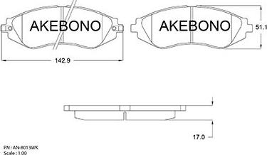 Akebono AN-8013WK - Гальмівні колодки, дискові гальма avtolavka.club