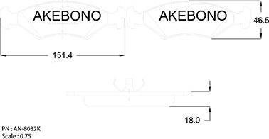 Akebono AN-8032KE - Гальмівні колодки, дискові гальма avtolavka.club