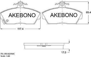 Akebono AN-8029WKE - Гальмівні колодки, дискові гальма avtolavka.club