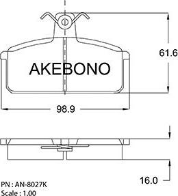 Akebono AN-8027K - Гальмівні колодки, дискові гальма avtolavka.club