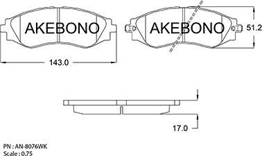 Akebono AN-8076WK - Гальмівні колодки, дискові гальма avtolavka.club