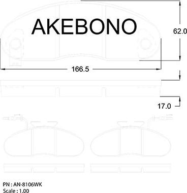 Akebono AN-8106WK - Гальмівні колодки, дискові гальма avtolavka.club