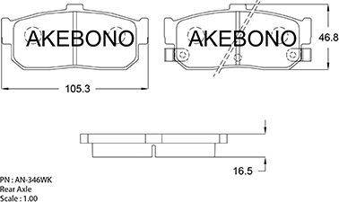 Akebono AN-346WK - Гальмівні колодки, дискові гальма avtolavka.club