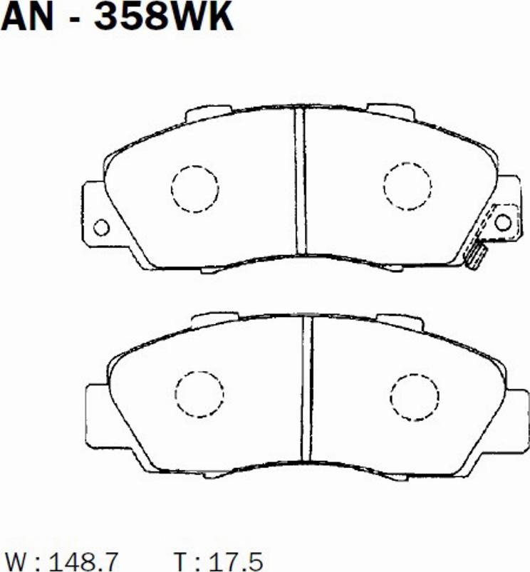 Akebono AN-358WK - Гальмівні колодки, дискові гальма avtolavka.club