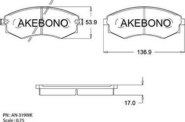 Akebono AN-319WK - Гальмівні колодки, дискові гальма avtolavka.club