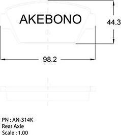 Akebono AN-314K - Гальмівні колодки, дискові гальма avtolavka.club