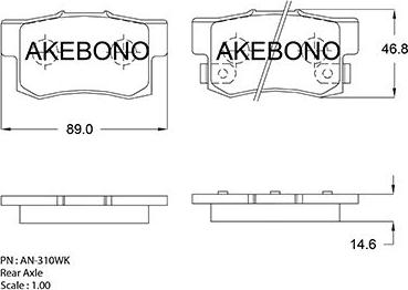 Akebono AN-310WKE - Гальмівні колодки, дискові гальма avtolavka.club