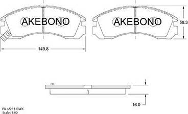 Akebono AN-313WK - Гальмівні колодки, дискові гальма avtolavka.club