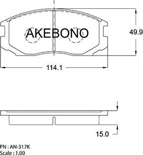 Akebono AN-317K - Гальмівні колодки, дискові гальма avtolavka.club