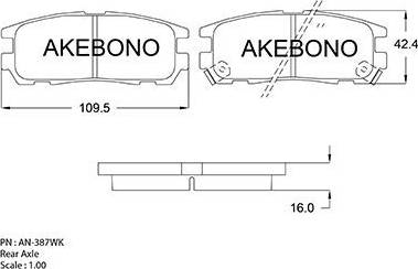 Akebono AN-387WK - Гальмівні колодки, дискові гальма avtolavka.club