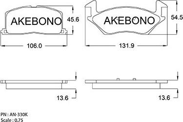 Akebono AN-330K - Гальмівні колодки, дискові гальма avtolavka.club