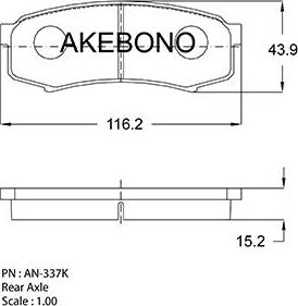 Akebono AN-337KE - Гальмівні колодки, дискові гальма avtolavka.club