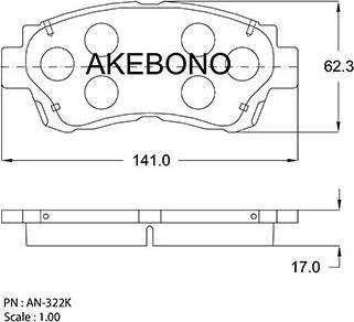 Akebono AN-322K - Гальмівні колодки, дискові гальма avtolavka.club