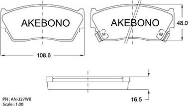 Akebono AN-327WK - Гальмівні колодки, дискові гальма avtolavka.club