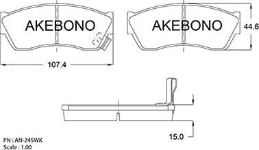 Akebono AN-245WKE - Гальмівні колодки, дискові гальма avtolavka.club