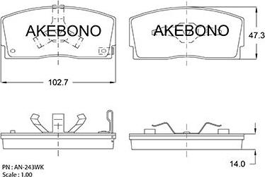 Akebono AN-243WKE - Гальмівні колодки, дискові гальма avtolavka.club