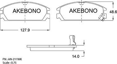 Akebono AN-211WK - Гальмівні колодки, дискові гальма avtolavka.club