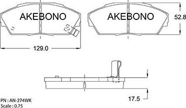 Akebono AN-274WK - Гальмівні колодки, дискові гальма avtolavka.club