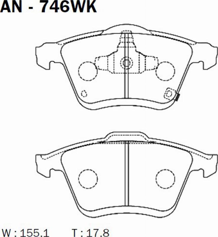 Akebono AN-746WK - Гальмівні колодки, дискові гальма avtolavka.club