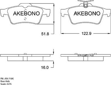 Akebono AN-718K - Гальмівні колодки, дискові гальма avtolavka.club